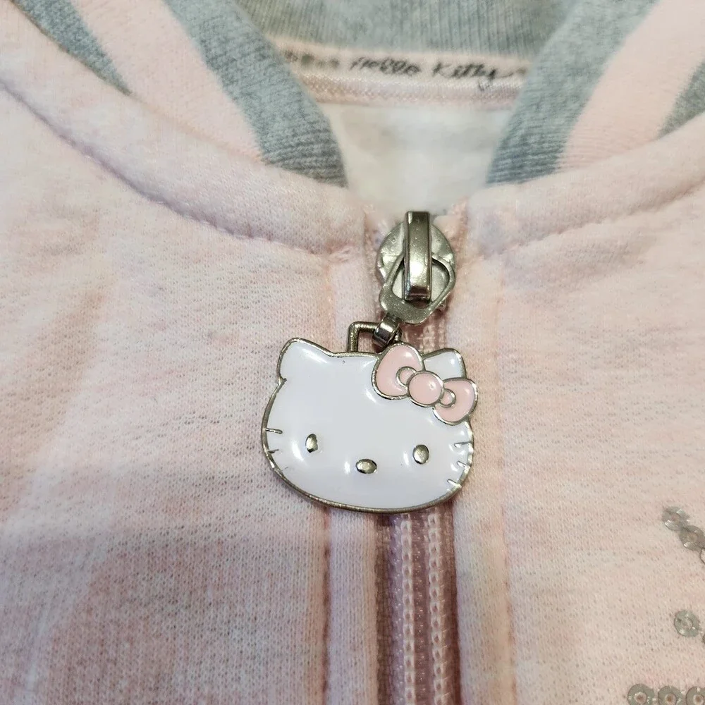 Hello Kitty toddler girls lightweight full zip jacket pink gray size 4